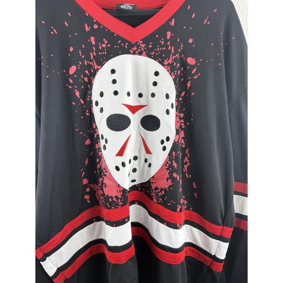 Friday the 13th Jason Voorhees Blood Splattered Hockey Jersey Adult Xl/Tg - Picture 2 of 7
